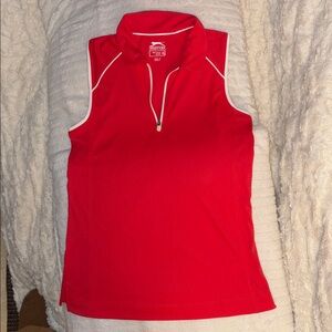 Slazenger Red Coral Sleeveless Polo Tank Top Golf Outdoor Sports Zip Up